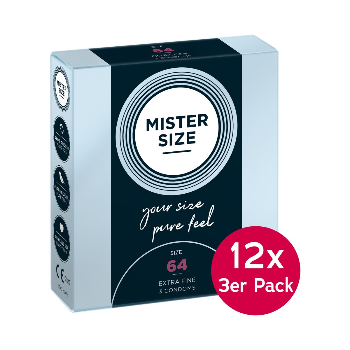 Mister Size Kondome - Breite: 64 mm - Inhalt: 12x3er