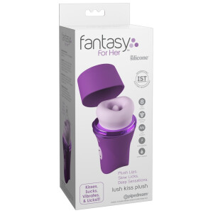 Fantasy For Her Lush Kiss Plush - Auflegevibrator mit Sauglippen & Leckzunge (Lila)