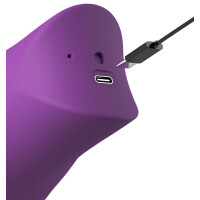 Fantasy For Her Lush Kiss Plush - Auflegevibrator mit Sauglippen & Leckzunge (Lila)