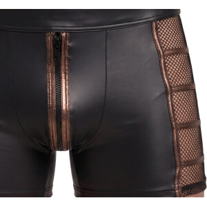 NEK Wetlook Pants mit Netz-Einsätzen & Front-Reißverschluss (Schwarz/Bronze)