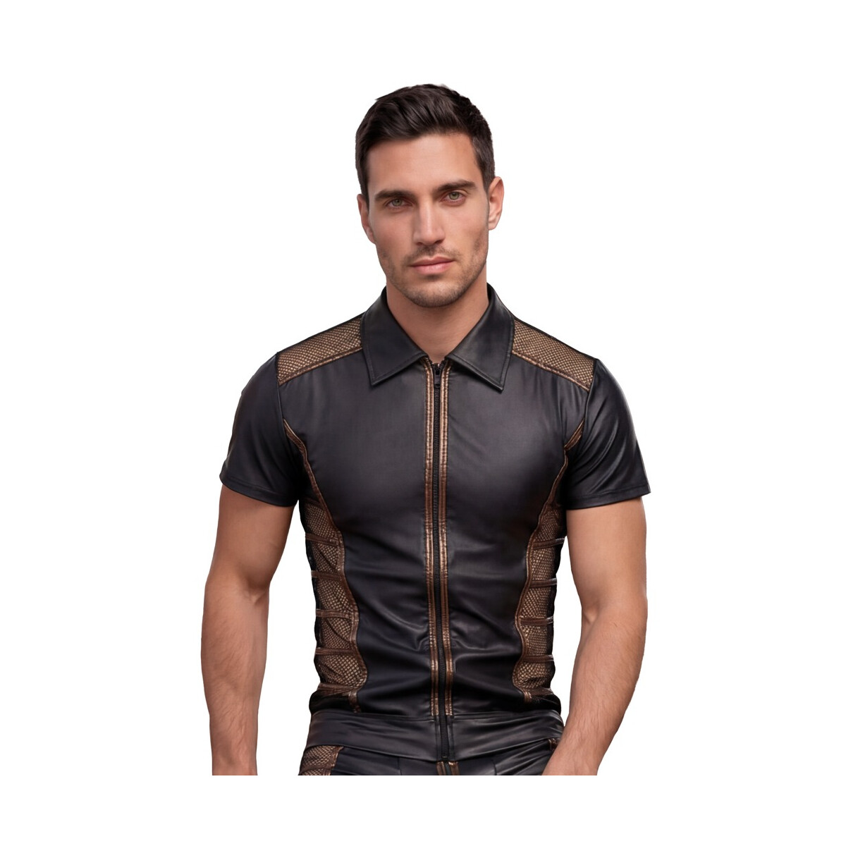 NEK Wetlook Shirt mit Netz & Bronze-Details | Männe