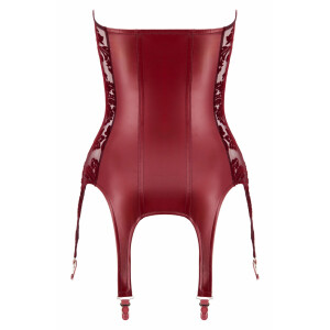 Noir Strapshemd trägerlos im Corsagen-Style mit Powernet & Wetlook (Burgunderrot)