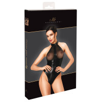 Noir Powerwetlook Neckholder-Stringbody mit Glitzer-Cups (Schwarz)