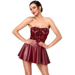Noir Powernet & Wetlook Corsagen-Minikleid (Burgunderrot)