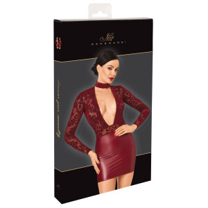 Noir Powernet & Wetlook Minikleid mit Choker (Burgunderrot)