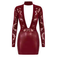 Noir Powernet & Wetlook Minikleid mit Choker (Burgunderrot)
