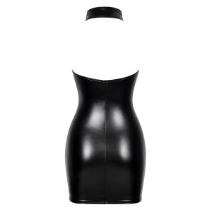 Noir Powerwetlook Neckholder-Minikleid mit Glitzer-Cups (Schwarz)