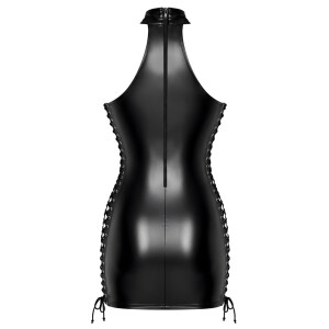 Noir Powerwetlook Neckholder-Minikleid mit Seitenschnürung (Schwarz)