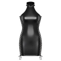 Noir Powerwetlook Neckholder-Minikleid mit Seitenschnürung (Schwarz)