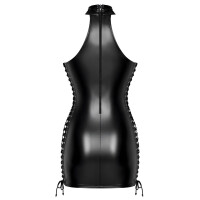 Noir Powerwetlook Neckholder-Minikleid mit Seitenschnürung (Schwarz)