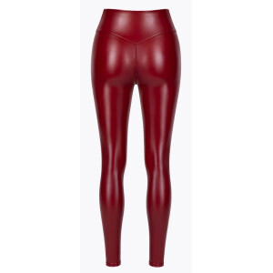 Noir Powerwetlook Leggings mit Schritt-Reißverschluss - ROT