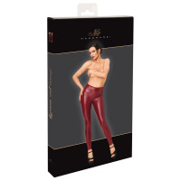 Noir Powerwetlook Leggings mit Schritt-Reißverschluss - ROT