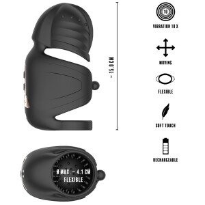 Rebel Cock Vibrator mit beweglichem Eichel-Stimulator (Schwarz)
