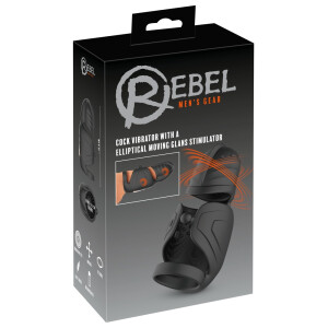Rebel Cock Vibrator mit beweglichem Eichel-Stimulator (Schwarz)