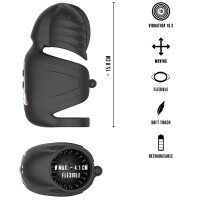 Rebel Cock Vibrator mit beweglichem Eichel-Stimulator (Schwarz)