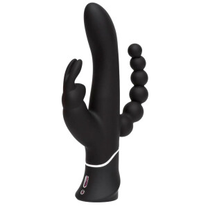 Vibrator »happyrabbit - Triple« mit Analkette & Klitorisreizer - Schwarz