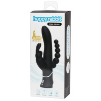 Vibrator »happyrabbit - Triple« mit Analkette & Klitorisreizer - Schwarz