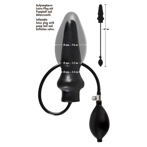 Anal-Plug aus Latex zum Aufpumpen - Plug 20 cm - Schwarz