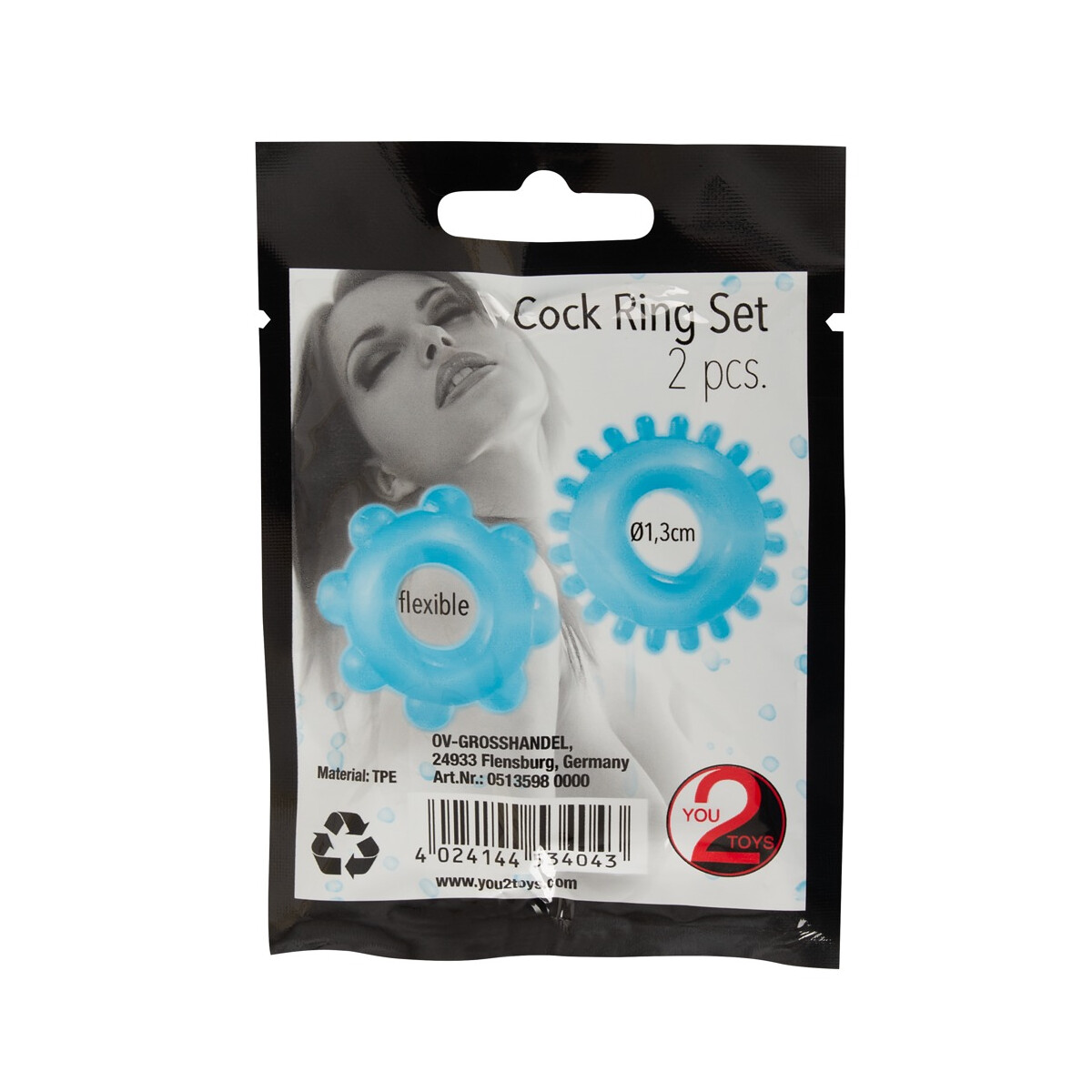 Penisringe mit Noppen - 2 Stück - Transparent-Blau