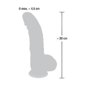 Gebogener Penis-Dildo mit Äderung und Saugfuß - 20 cm Gesamtlänge - Hautfarben