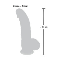 Gebogener Penis-Dildo mit Äderung und Saugfuß - 20 cm Gesamtlänge - Hautfarben