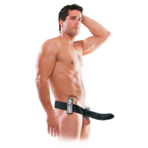 Vibro-Naturdildo zum Umschnallen - Innen hohl - Schwarz