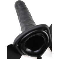 Vibro-Naturdildo zum Umschnallen - Innen hohl - Schwarz