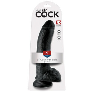 Naturdildo mit Saugfuß - 22,9 cm lang - Schwarz