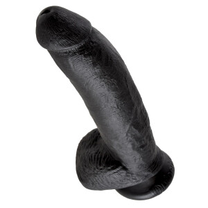 Naturdildo mit Saugfuß - 22,9 cm lang - Schwarz