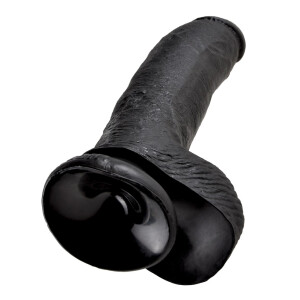 Naturdildo mit Saugfuß - 22,9 cm lang - Schwarz
