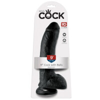 Naturdildo mit Saugfuß - 22,9 cm lang - Schwarz