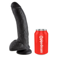 Naturdildo mit Saugfuß - 22,9 cm lang - Schwarz