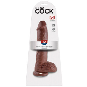 Brauner Naturdildo mit Hoden & Saugfuß - 25,4 cm lang