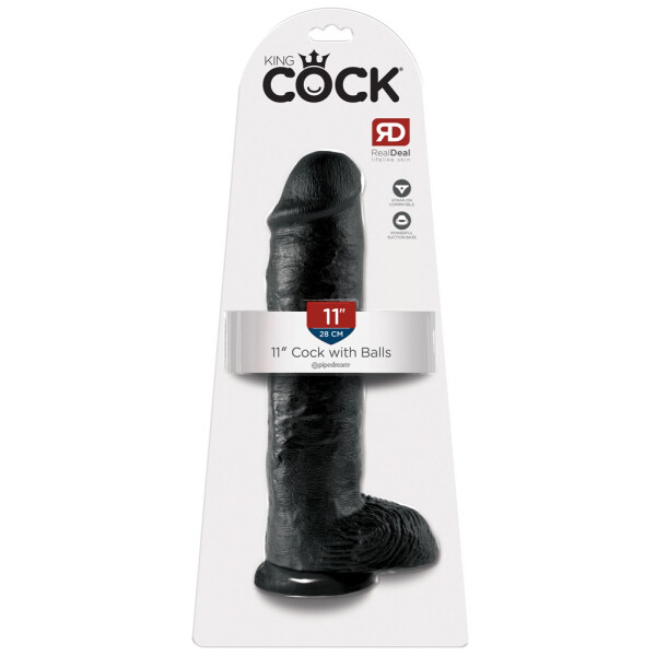 Naturdildo mit Saugfuß & Eichel - 22 cm Einführlänge - Schwarz