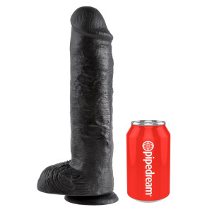 Naturdildo mit Saugfuß & Eichel - 22 cm Einführlänge - Schwarz
