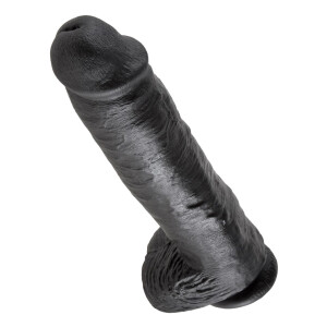 Naturdildo mit Saugfuß & Eichel - 22 cm Einführlänge - Schwarz