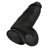 Dicker Naturdildo mit Saugfuß - 17,5 cm Einführlänge - Schwarz