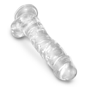 Naturdildo mit Hoden & Saugfuß - Länge 20 cm - Transparent