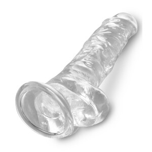 Naturdildo mit Hoden & Saugfuß - Länge 20 cm - Transparent