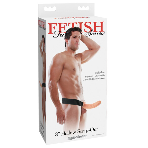 Hohler Naturdildo als Strap-On - Hautfarben - 20,5 cm lang
