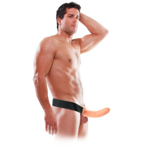 Hohler Naturdildo als Strap-On - Hautfarben - 20,5 cm lang