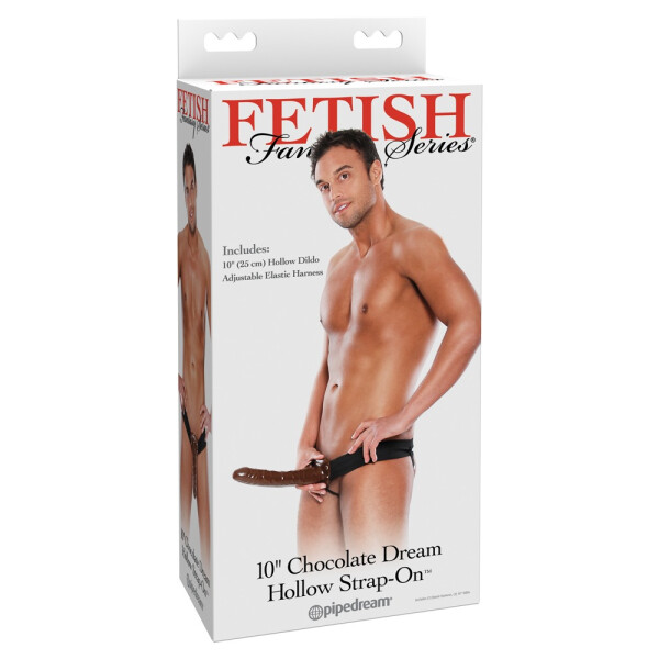 Hohler Naturdildo als Strap-On - Braun - 16,5 cm Einführtiefe