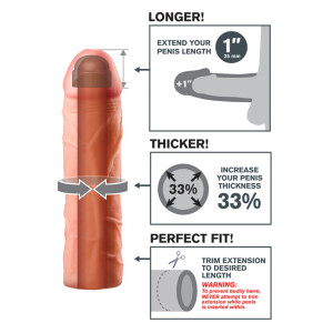Penishülle - 2,5 cm Verlängerung & 33% Verdickung - Hautfarben