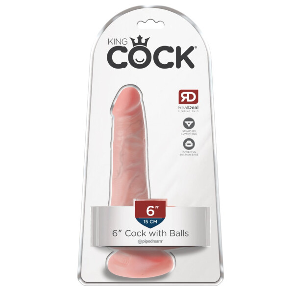 Realistischer Naturdildo 6 Cock with Balls mit Saugfuß und Strap-on-Kompatibilität