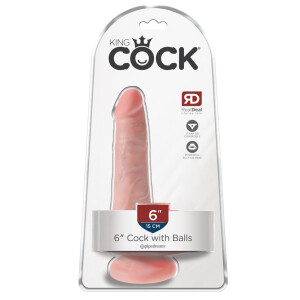 Realistischer Naturdildo 6 Cock with Balls mit Saugfuß und Strap-on-Kompatibilität
