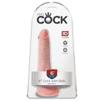 Realistischer Naturdildo 6 Cock with Balls mit Saugfuß und Strap-on-Kompatibilität