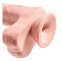 Hautfarbener Naturdildo mit Saugfuß & Hoden - 26,7 cm Einführlänge