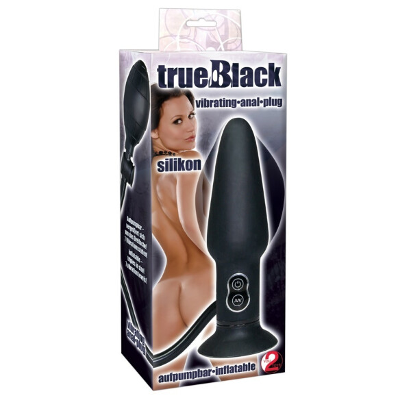 Anal-Vibroplug »true Black« - Pumpbar mit Saugfuß
