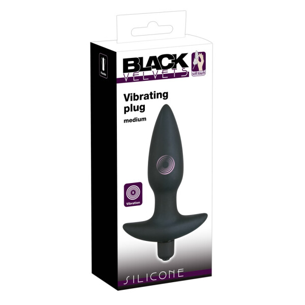 Analplug Medium »Black Velvets« mit Vibration - 15 cm Gesamtlänge - Schwarz