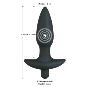 Analplug Medium »Black Velvets« mit Vibration - 15 cm Gesamtlänge - Schwarz